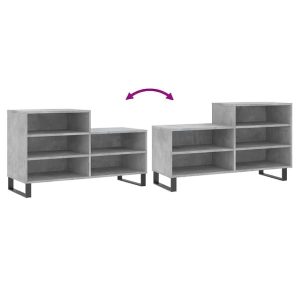 vidaXL Skoskap betonggrå 102x36x60 cm konstruert tre