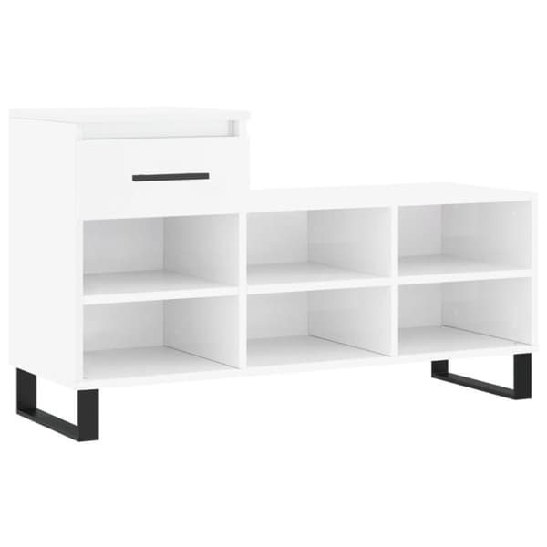 vidaXL skoreol 102x36x60 cm konstrueret træ hvid højglans