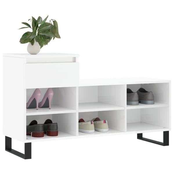 vidaXL skoreol 102x36x60 cm konstrueret træ hvid højglans