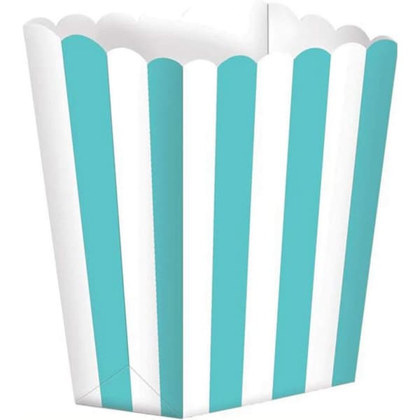 Amscan Paper Striped Popcorn Holder (Pack of 5) Caribbean Blue/White One Size
