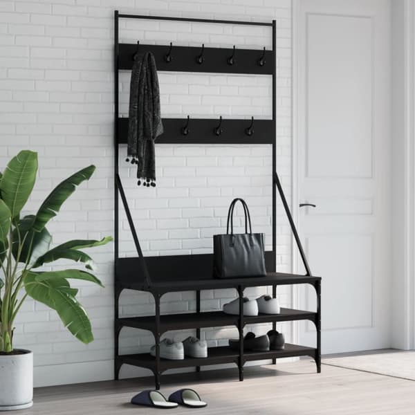 vidaXL Klesstativ med skooppbevaring svart 100x40x184 cm