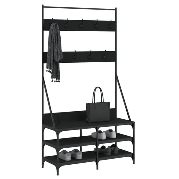 vidaXL Klesstativ med skooppbevaring svart 100x40x184 cm