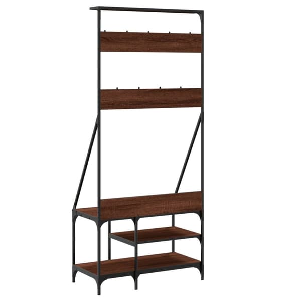 vidaXL Klesstativ med skooppbevaring brun eik 80x40x184 cm