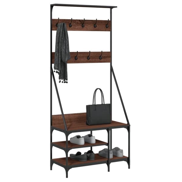 vidaXL Klesstativ med skooppbevaring brun eik 80x40x184 cm