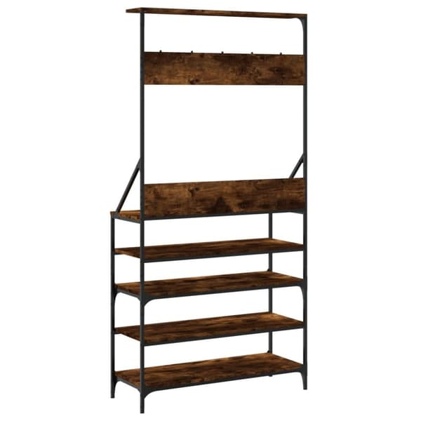 vidaXL Klesstativ med skooppbevaring røkt eik 90x34x184 cm
