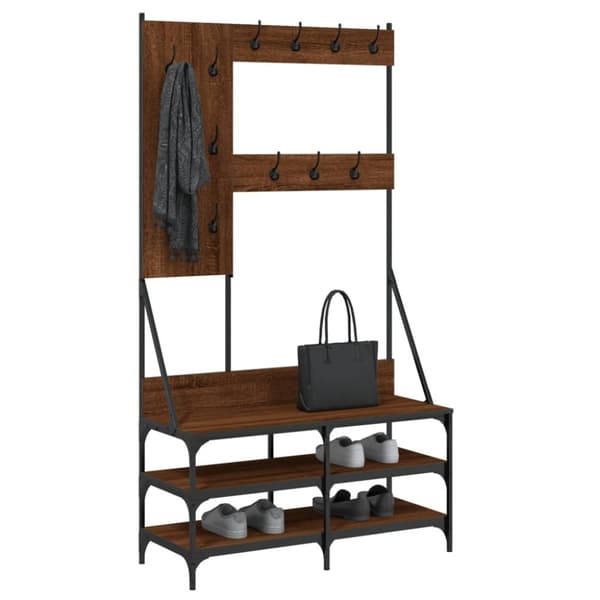 vidaXL Klesstativ med skooppbevaring brun eik 100x40x184 cm