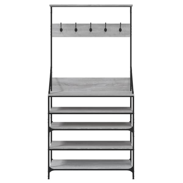 vidaXL Klesstativ med skooppbevaring grå sonoma 90x34x184 cm