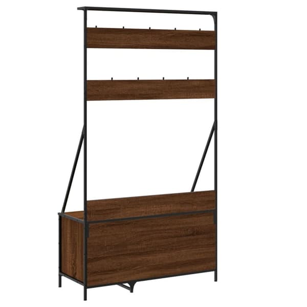vidaXL Klesstativ med skooppbevaring brun eik 100x41x184 cm