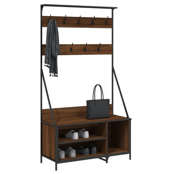 vidaXL Klesstativ med skooppbevaring brun eik 100x41x184 cm