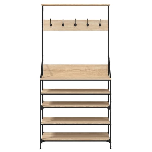 vidaXL Klesstativ med skooppbevaring sonoma eik 90x34x184 cm