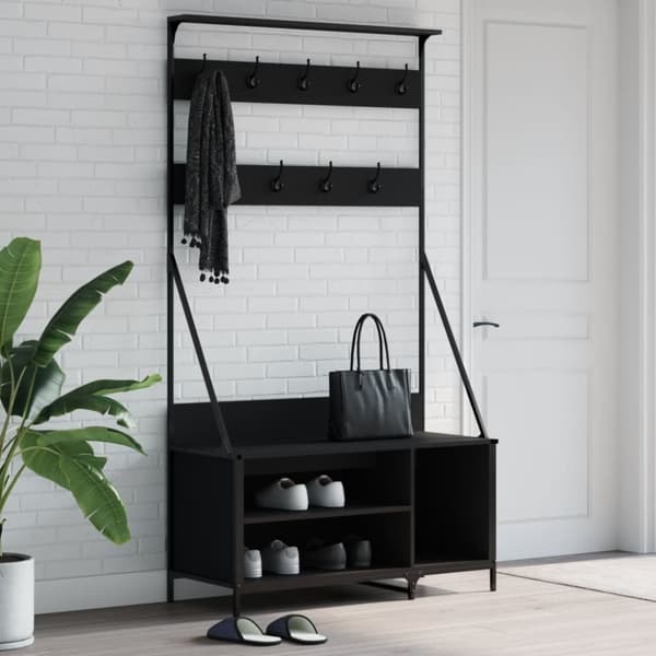 vidaXL Klädställning med skoförvaring svart 100x41x184 cm