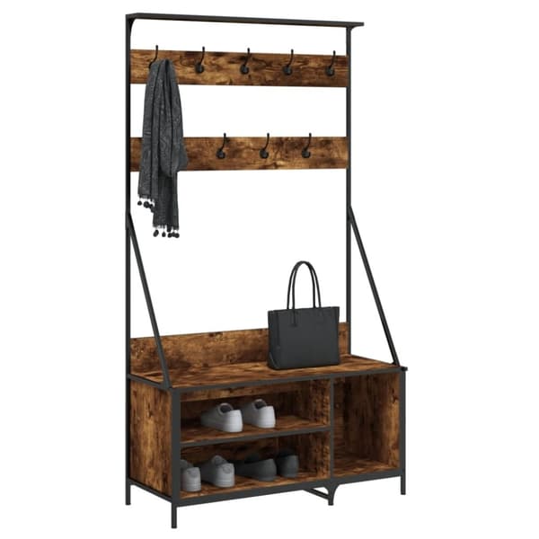 vidaXL tøjstativ med skoopbevaring 100x41x184 cm røget egetræsfarve