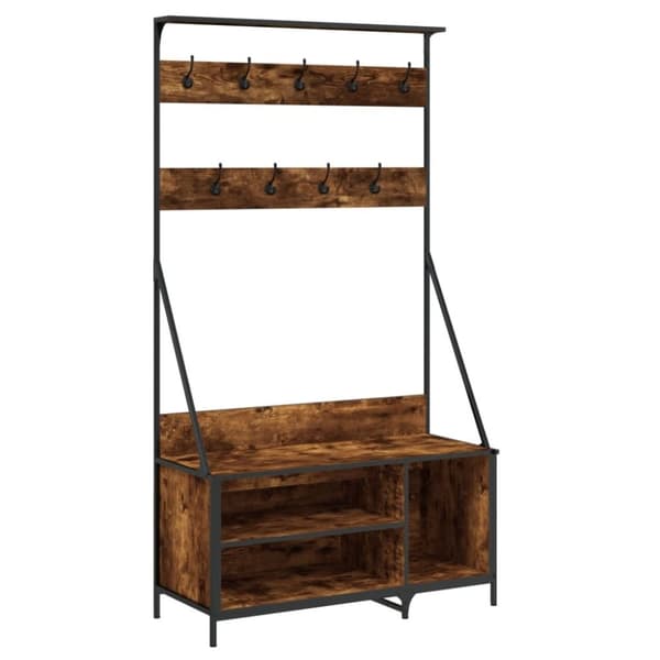 vidaXL tøjstativ med skoopbevaring 100x41x184 cm røget egetræsfarve