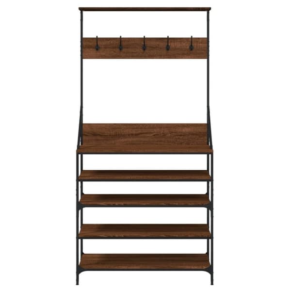 vidaXL tøjstativ med skoopbevaring 90x34x184 cm brun egetræsfarve
