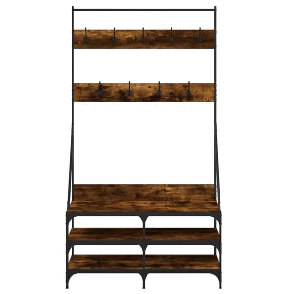 vidaXL Klesstativ med skooppbevaring røkt eik 100x40x184 cm