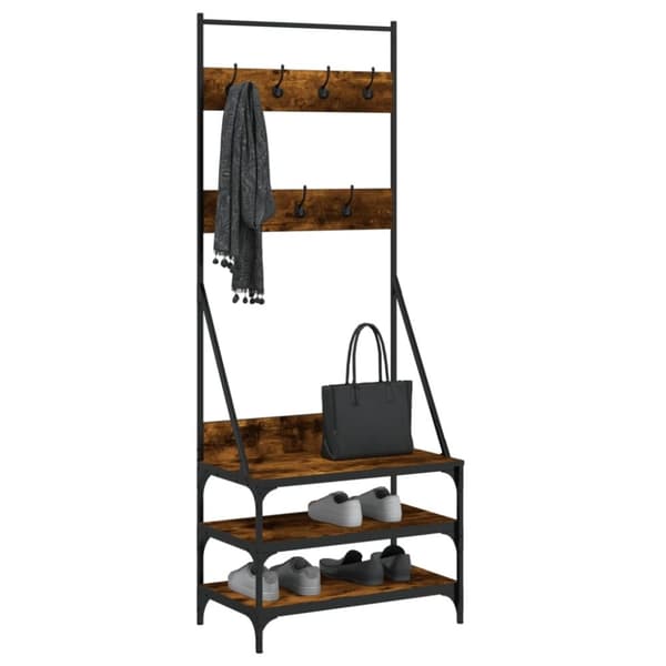 vidaXL Klesstativ med skooppbevaring røkt eik 70x40x184 cm