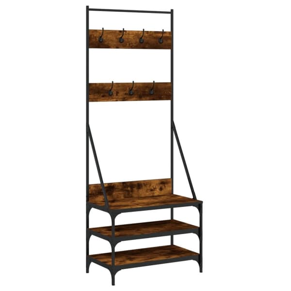 vidaXL Klesstativ med skooppbevaring røkt eik 70x40x184 cm
