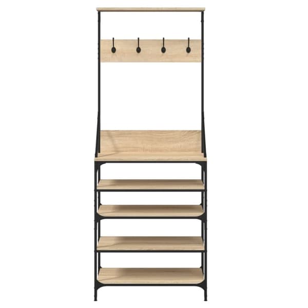 vidaXL Klesstativ med skooppbevaring sonoma eik 70x34x184 cm