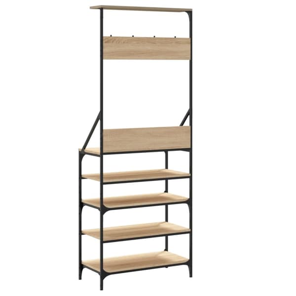 vidaXL Klesstativ med skooppbevaring sonoma eik 70x34x184 cm