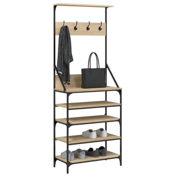 vidaXL Klesstativ med skooppbevaring sonoma eik 70x34x184 cm
