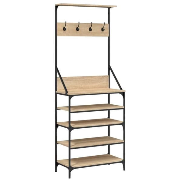vidaXL Klesstativ med skooppbevaring sonoma eik 70x34x184 cm