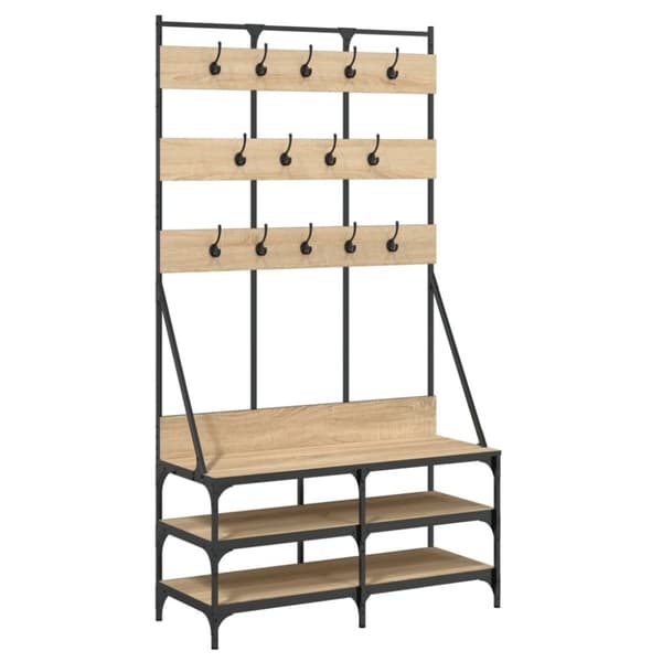 vidaXL Klesstativ med skooppbevaring sonoma eik 100x40x184 cm
