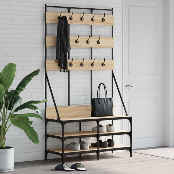 vidaXL tøjstativ med skoopbevaring 100x40x184 cm sonoma-eg