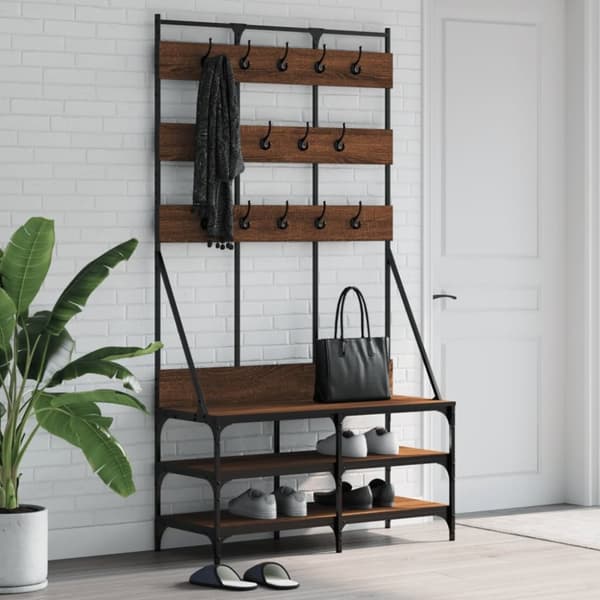 vidaXL tøjstativ med skoopbevaring 100x40x184 cm brun egetræsfarve