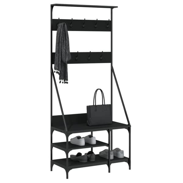 vidaXL tøjstativ med skoopbevaring 80x40x184 cm sort