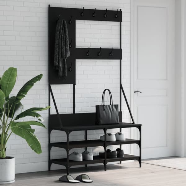 vidaXL Klesstativ med skooppbevaring svart 100x40x184 cm