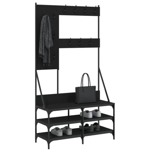 vidaXL Klesstativ med skooppbevaring svart 100x40x184 cm
