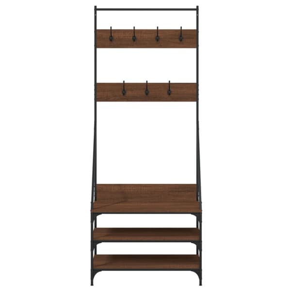 vidaXL Klesstativ med skooppbevaring brun eik 72x34x184 cm