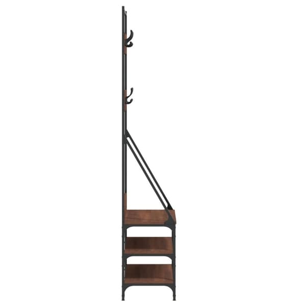 vidaXL Klesstativ med skooppbevaring brun eik 72x34x184 cm