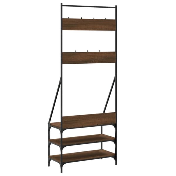 vidaXL Klesstativ med skooppbevaring brun eik 72x34x184 cm