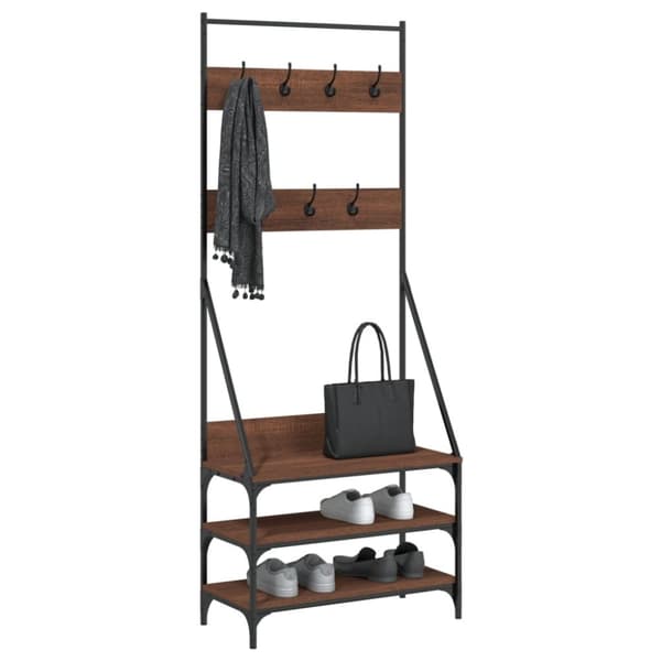 vidaXL Klesstativ med skooppbevaring brun eik 72x34x184 cm