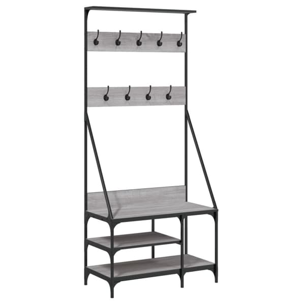 vidaXL Klesstativ med skooppbevaring grå sonoma 80x40x184 cm