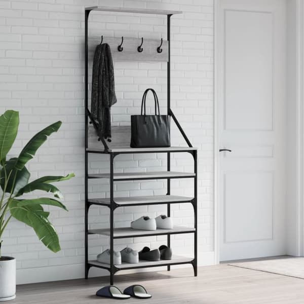 vidaXL tøjstativ med skoopbevaring 70x34x184 cm grå sonoma-eg