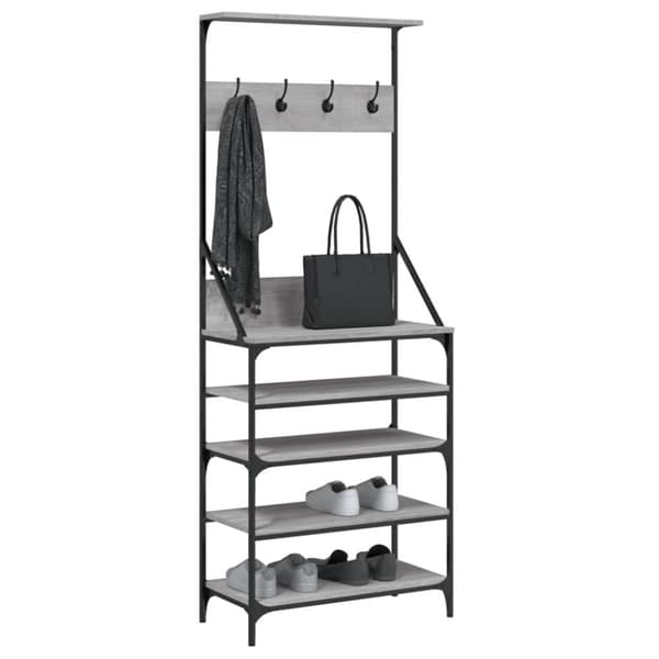 vidaXL tøjstativ med skoopbevaring 70x34x184 cm grå sonoma-eg