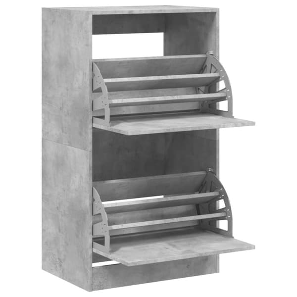 vidaXL Skoskåp med 2 flip-lådor betonggrå 60x42x108 cm