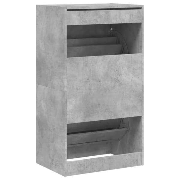 vidaXL Skoskåp med 2 flip-lådor betonggrå 60x42x108 cm