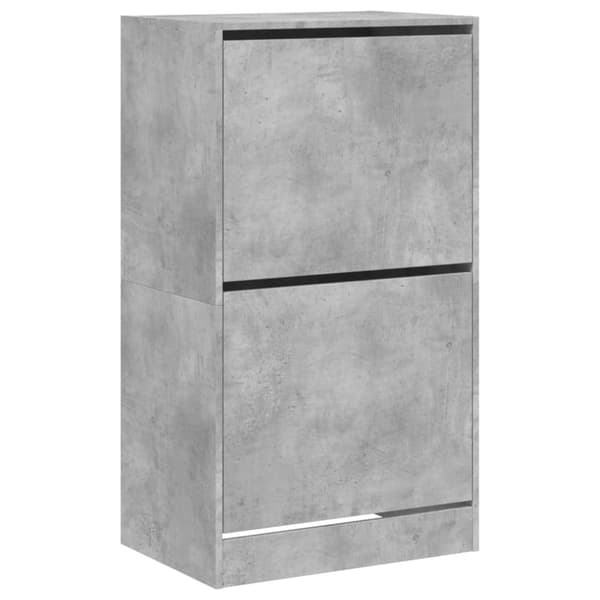 vidaXL Skoskap med 2 vippeskuffer betonggrå 60x42x108 cm