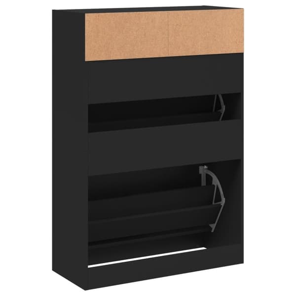vidaXL Skoskåp med 2 flip-lådor svart 80x34x116 cm