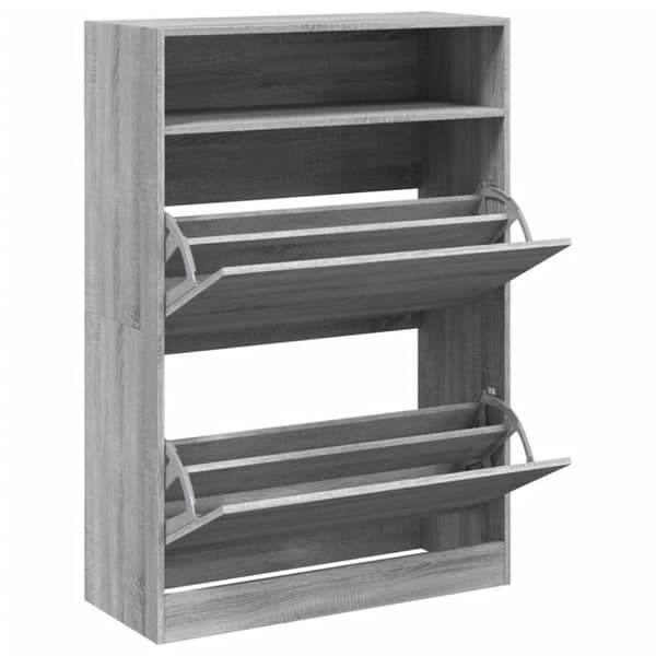 vidaXL Kenkäkaappi 2 kääntölaatikolla harmaa Sonoma 80x34x116 cm