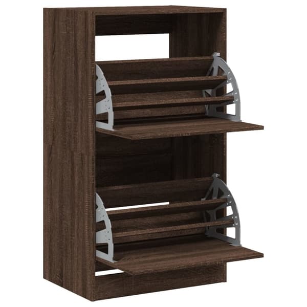 vidaXL Skoskap med 2 vippeskuffer brun eik 60x42x108 cm