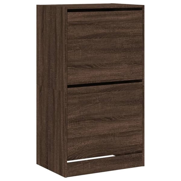 vidaXL Kenkäkaappi 2 kääntölaatikolla ruskea tammi 60x42x108 cm