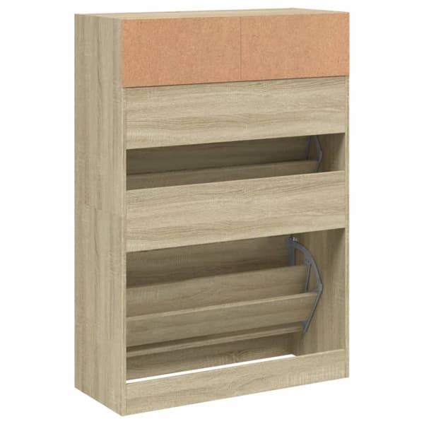 vidaXL Skoskåp med 2 flip-lådor sonoma-ek 80x34x116 cm