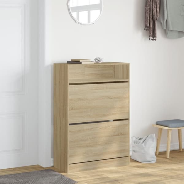 vidaXL Skoskåp med 2 flip-lådor sonoma-ek 80x34x116 cm