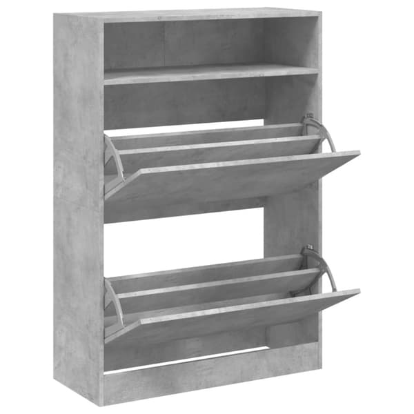vidaXL skoskab med 2 vippeskuffer 80x34x116 cm betongrå