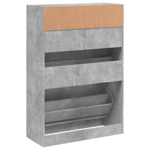 vidaXL Skoskap med 2 vippeskuffer betonggrå 80x34x116 cm