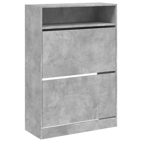 vidaXL Skoskap med 2 vippeskuffer betonggrå 80x34x116 cm